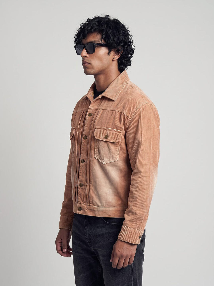 Desert Washed Pleated Corduroy Cropped Jacket Jackets Fugazee