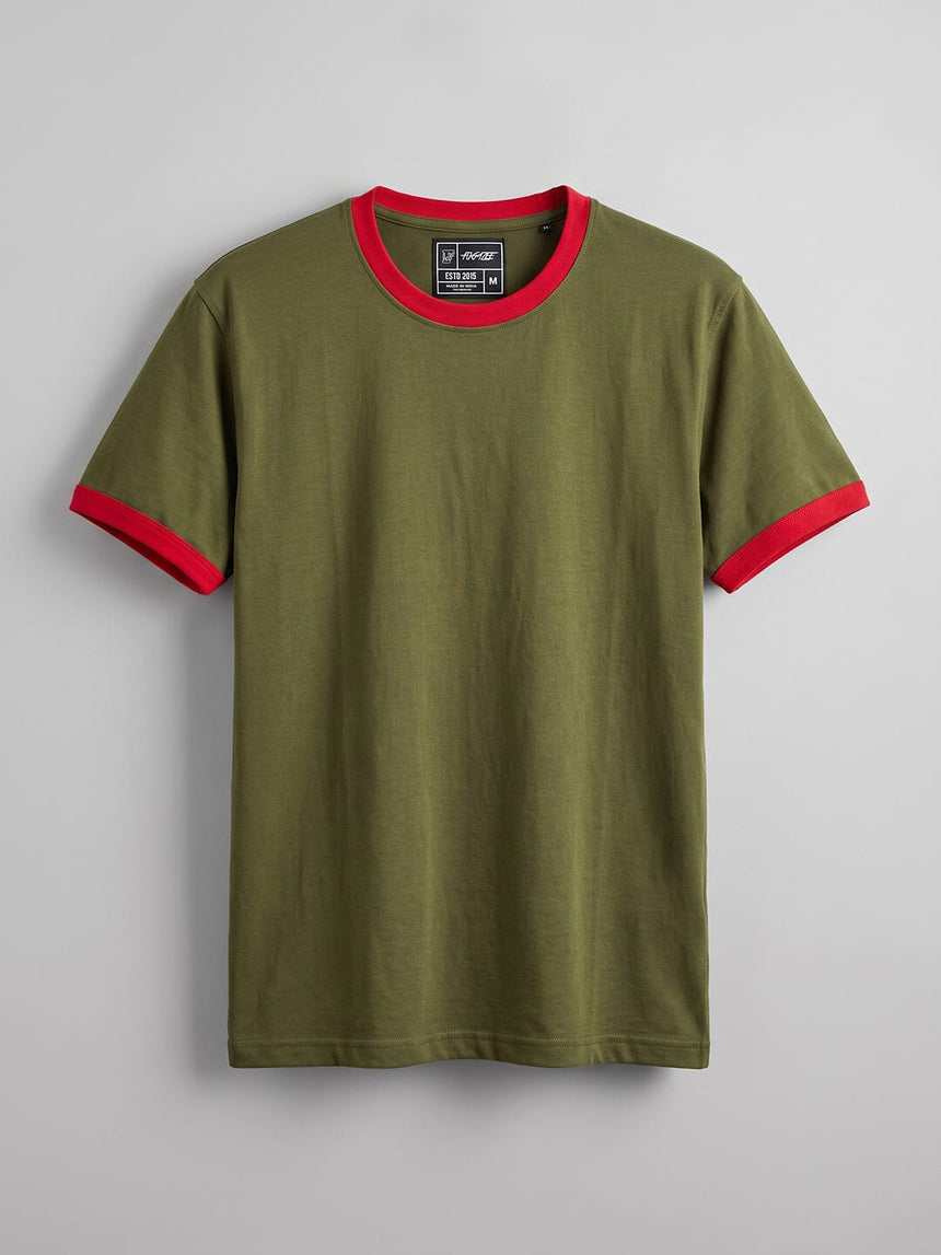 Khaki Ringer Cropped Tshirt T-Shirts Fugazee
