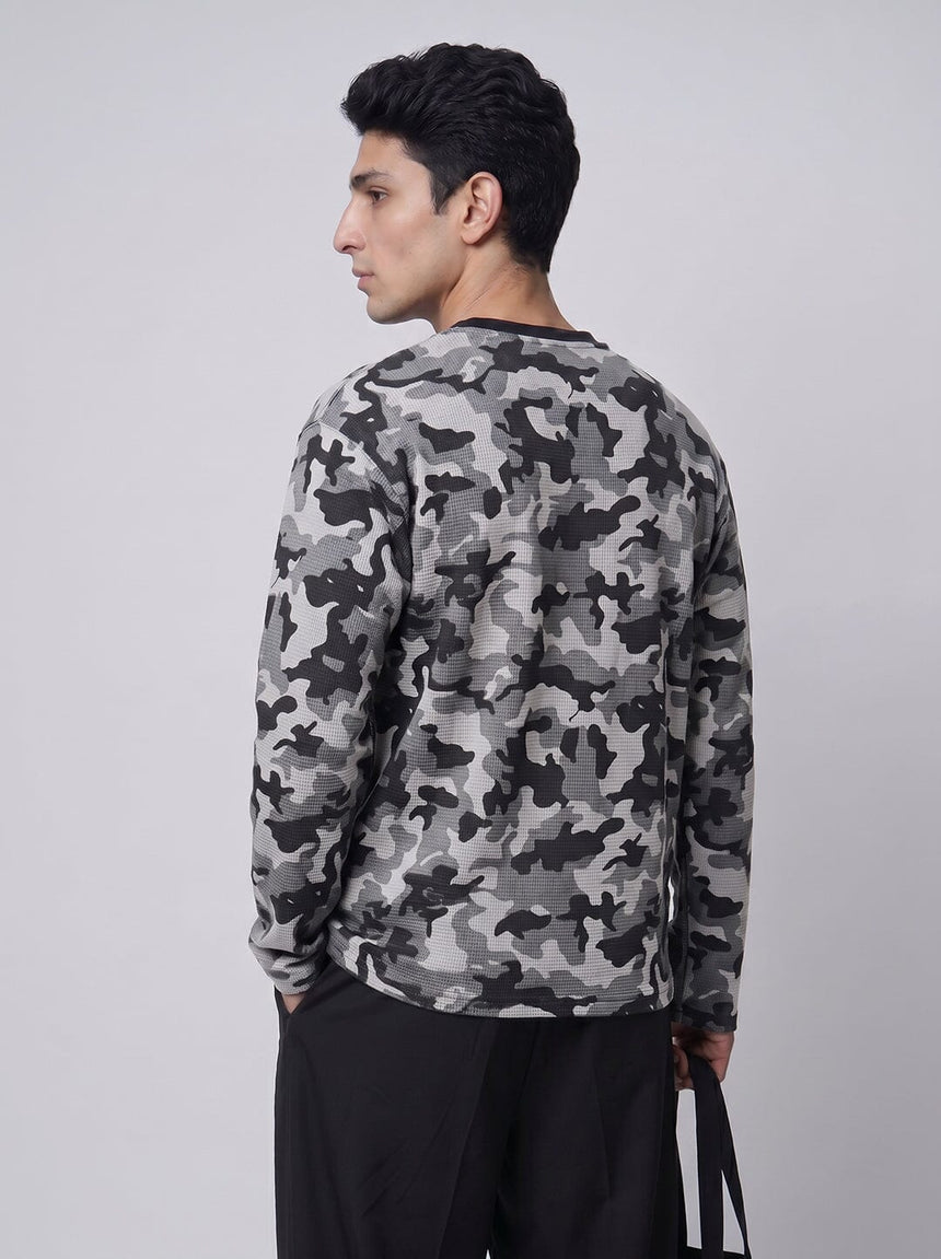 Grey Camo Waffle Longsleeve Tshirt T-Shirts Fugazee
