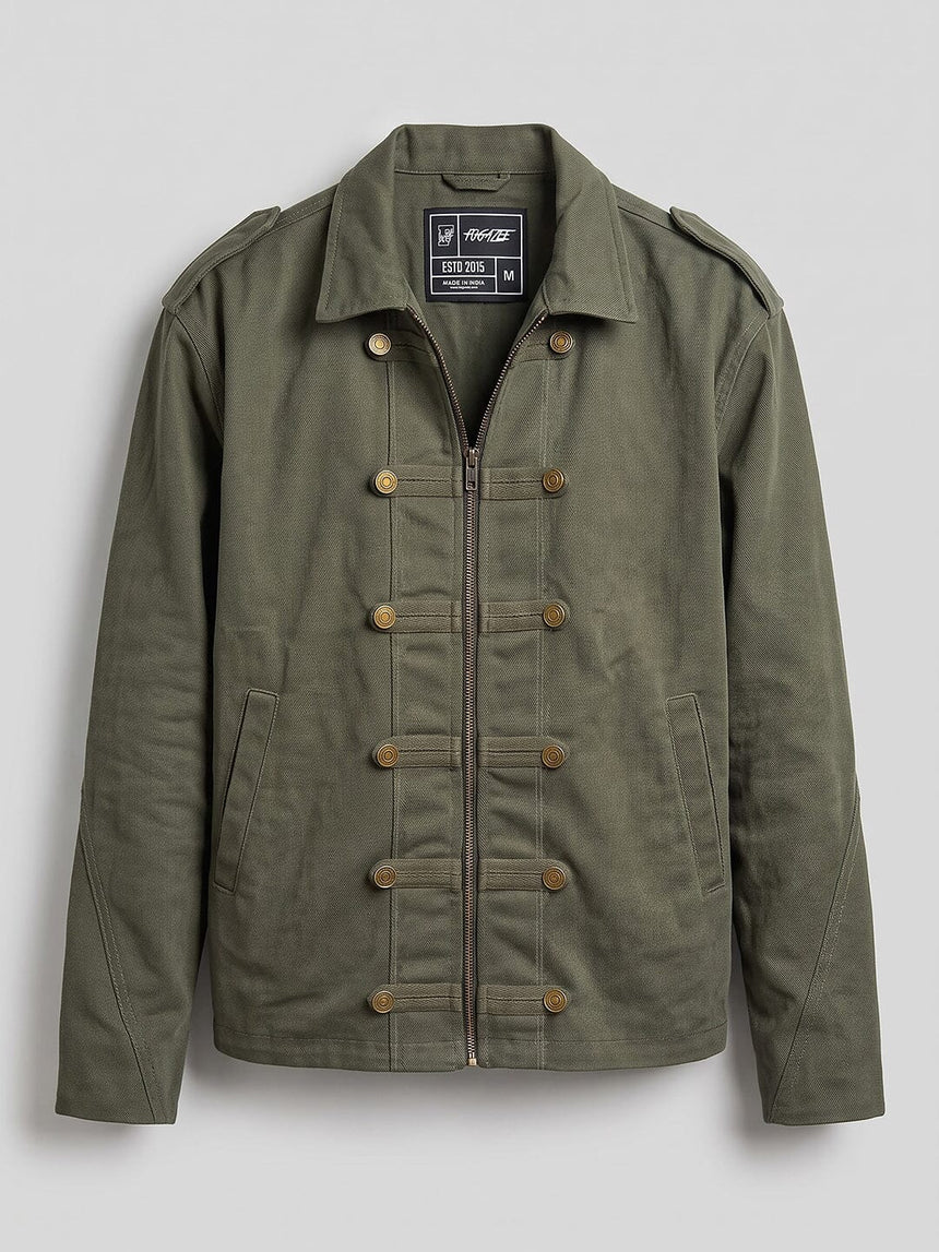 Olive Twill Heavyweight Harrington Cropped Jacket Jackets Fugazee