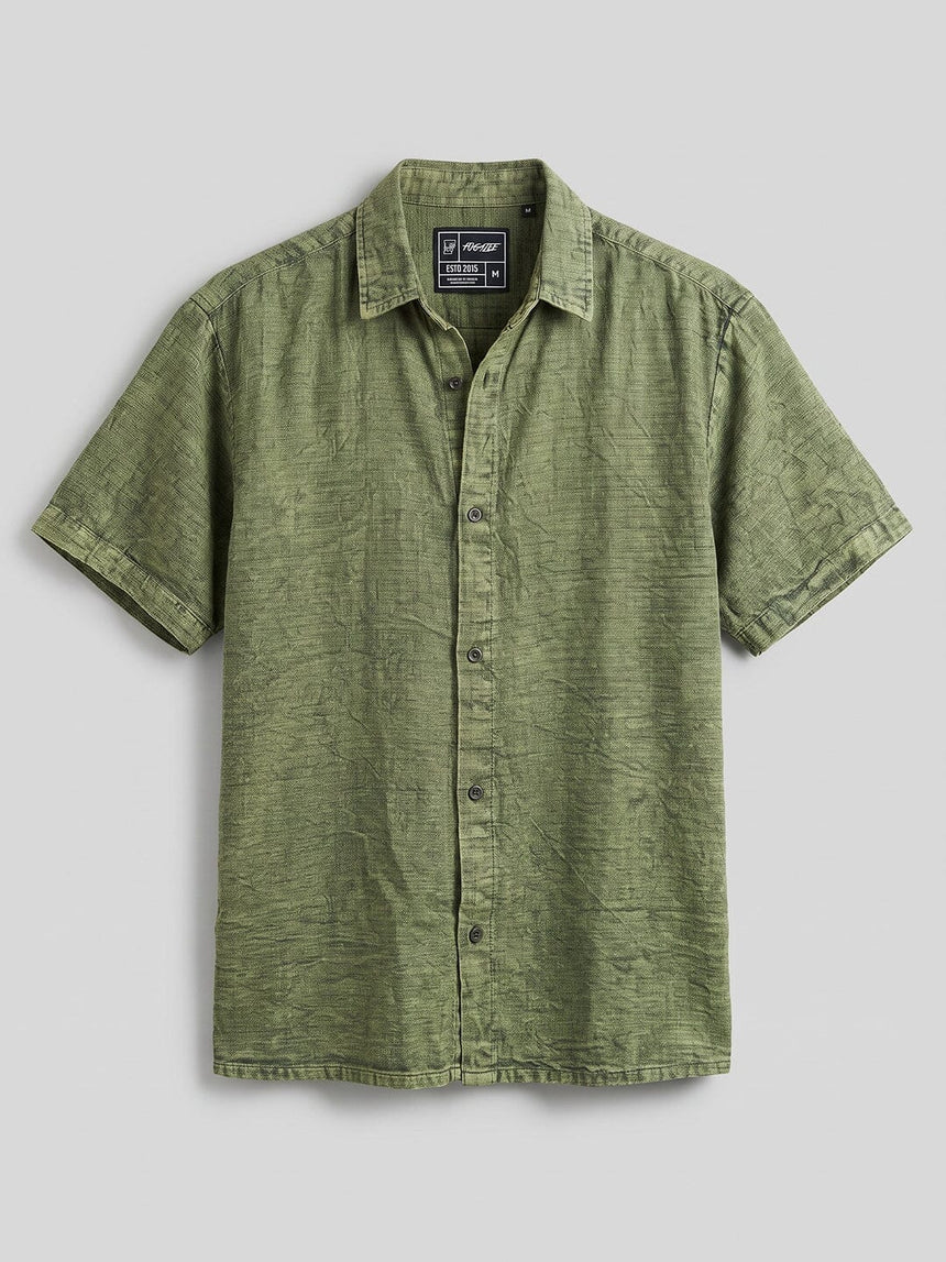 Green Dyed Acid Wash Linen Shirt Shirts Fugazee