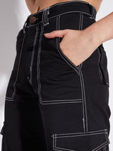 Black Unisex Oversized Carpenter Tshirt & Cargo Pants Combo Set Clothing Set Fugazee 
