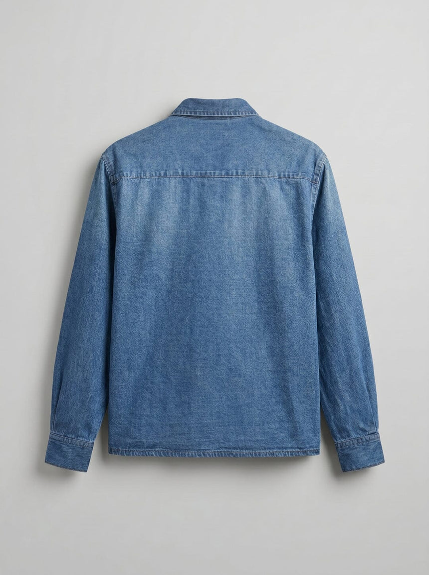 Denim Chinese Frog Buttoned Cropped Denim Shirt Shirts Fugazee