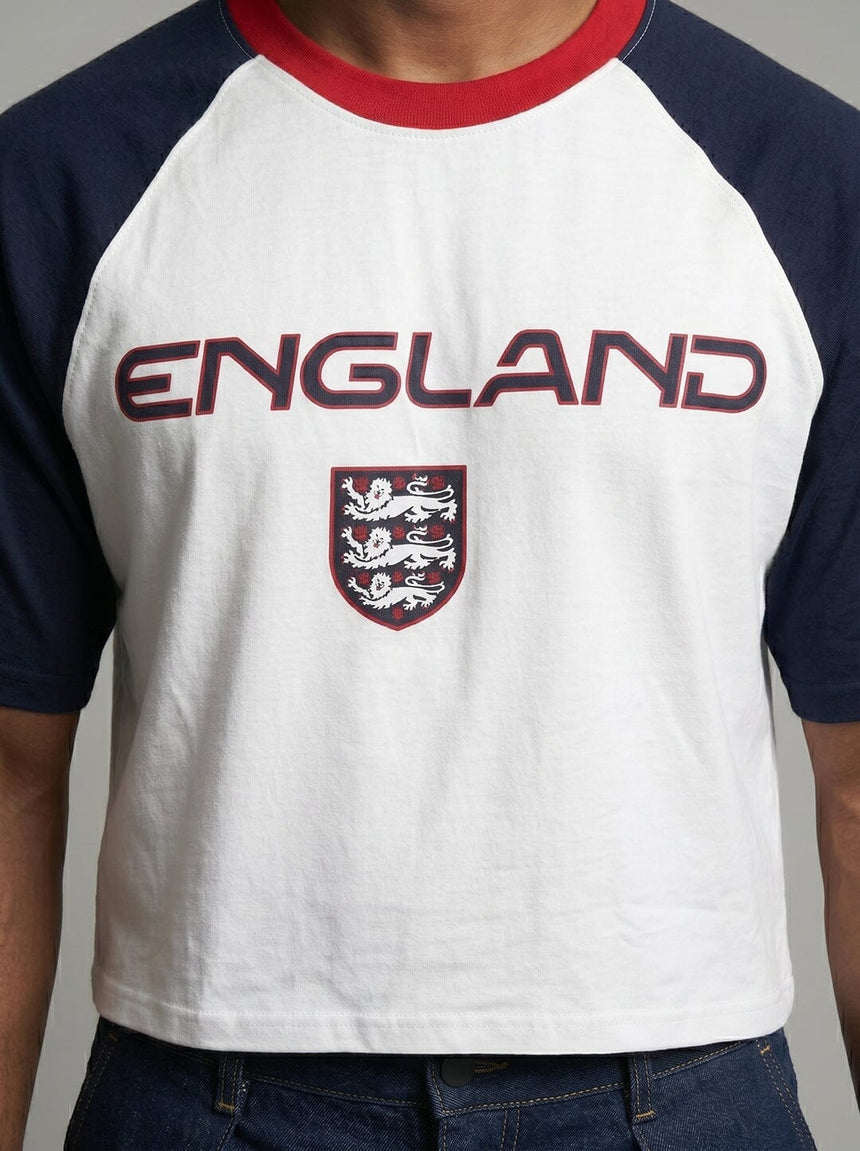 England Retro Football Cropped Tshirt T-Shirts Fugazee