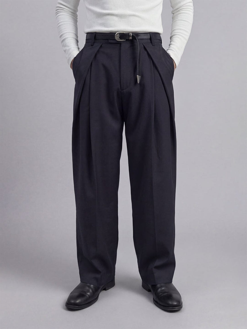 Midnight Grey Pleated Korean Trousers Trousers Fugazee