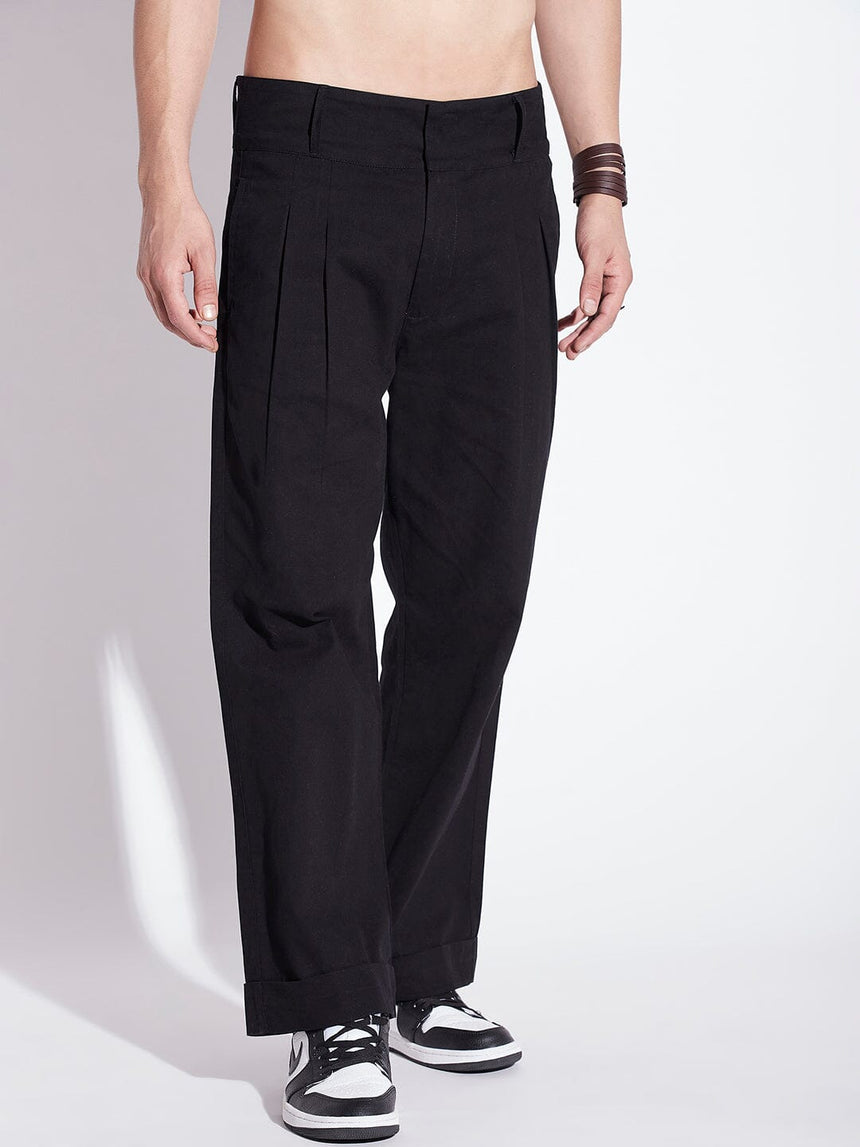 Black Twill Korean Baggy Pants Trousers Fugazee