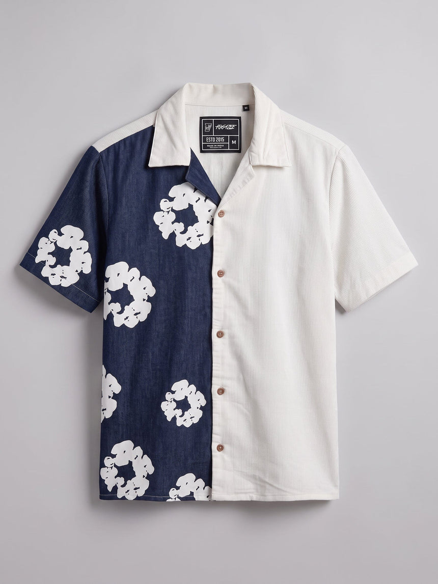 Floral Split Corduroy Denim Shirt Shirts Fugazee