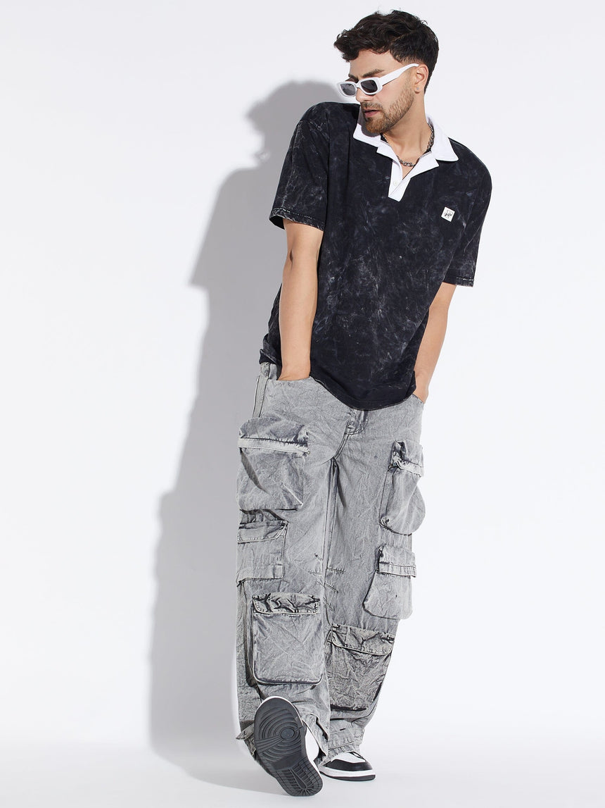 Stone Washed Baggy Cargo Pants Trousers Fugazee