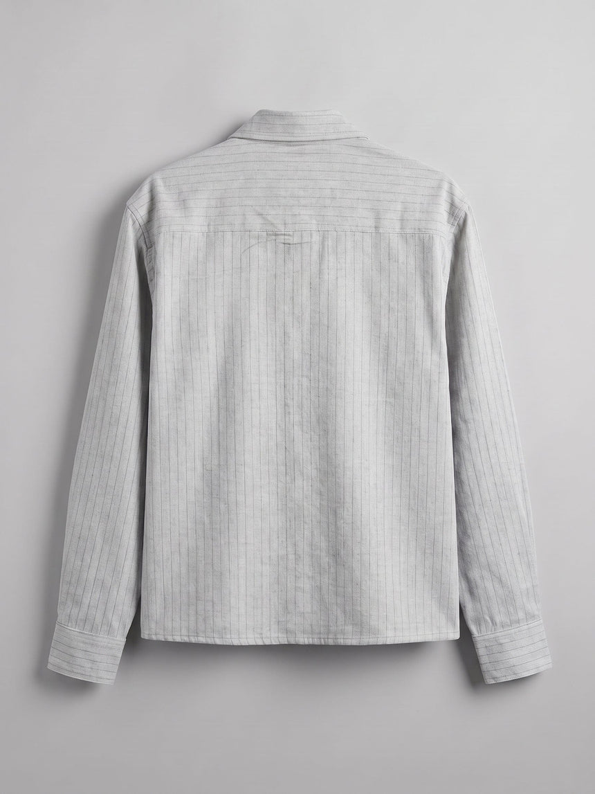Grey Striped Cropped Full Sleeves Shirt Shirts Fugazee