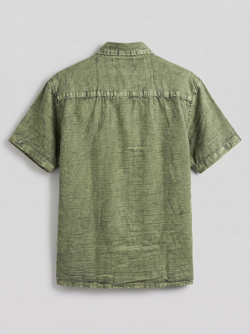 Green Dyed Acid Wash Linen Shirt Shirts Fugazee