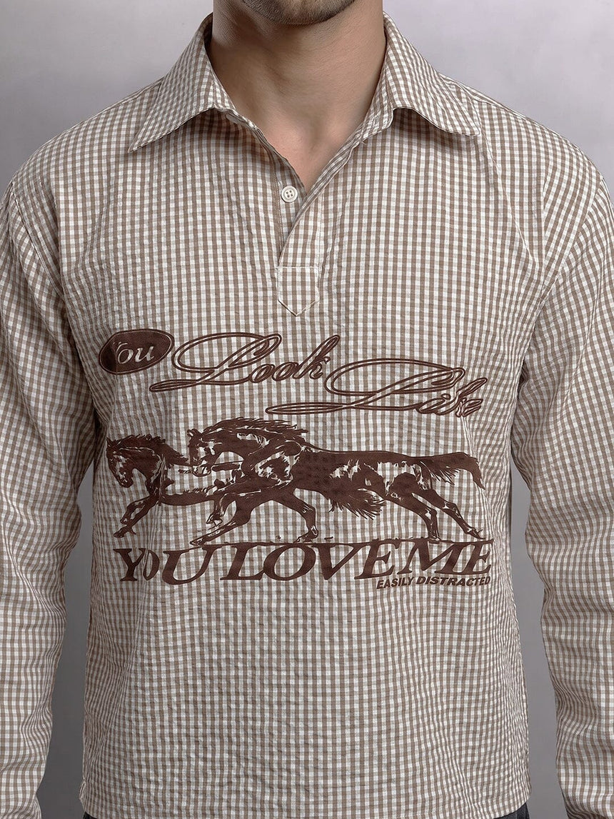 Mahagony Checkered Graphic Quarter Shirt Shirts Fugazee