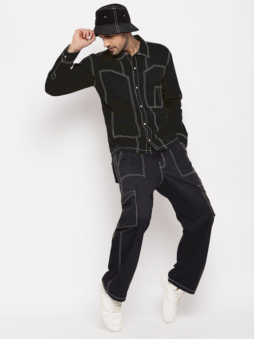 Black Contrast Stitch Bucket Hat Hats FUGAZEE