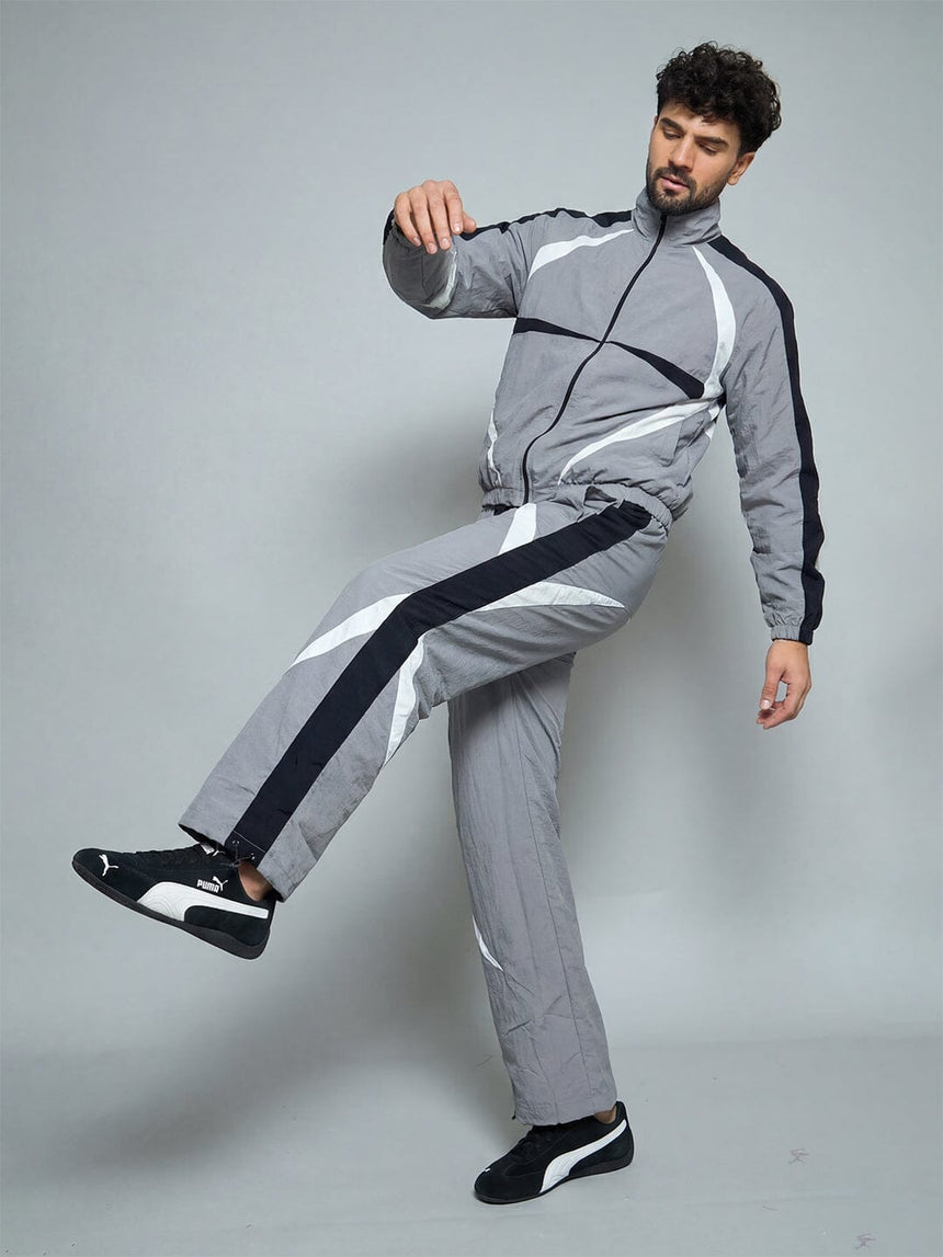 Grey Crescent Cut And Sew Tracksuit Tracksuits Fugazee
