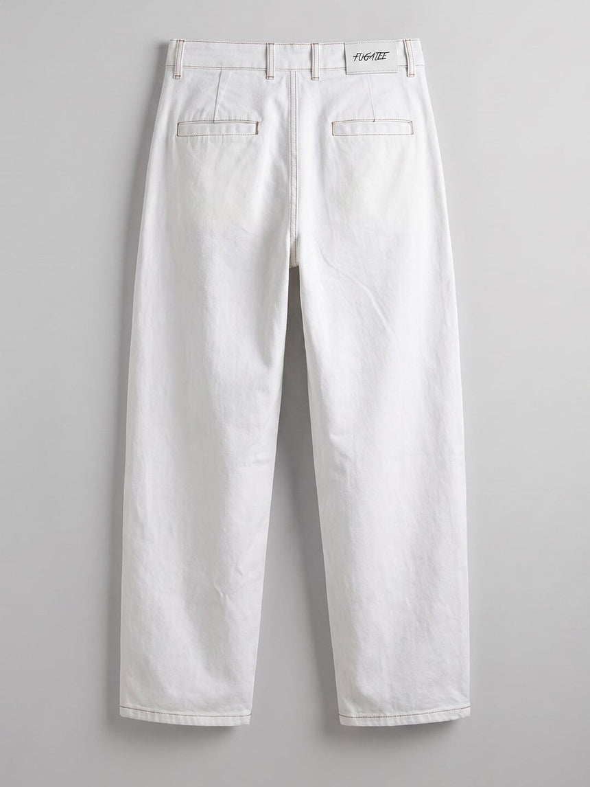 White washed Pleated Denim Jeans Fugazee