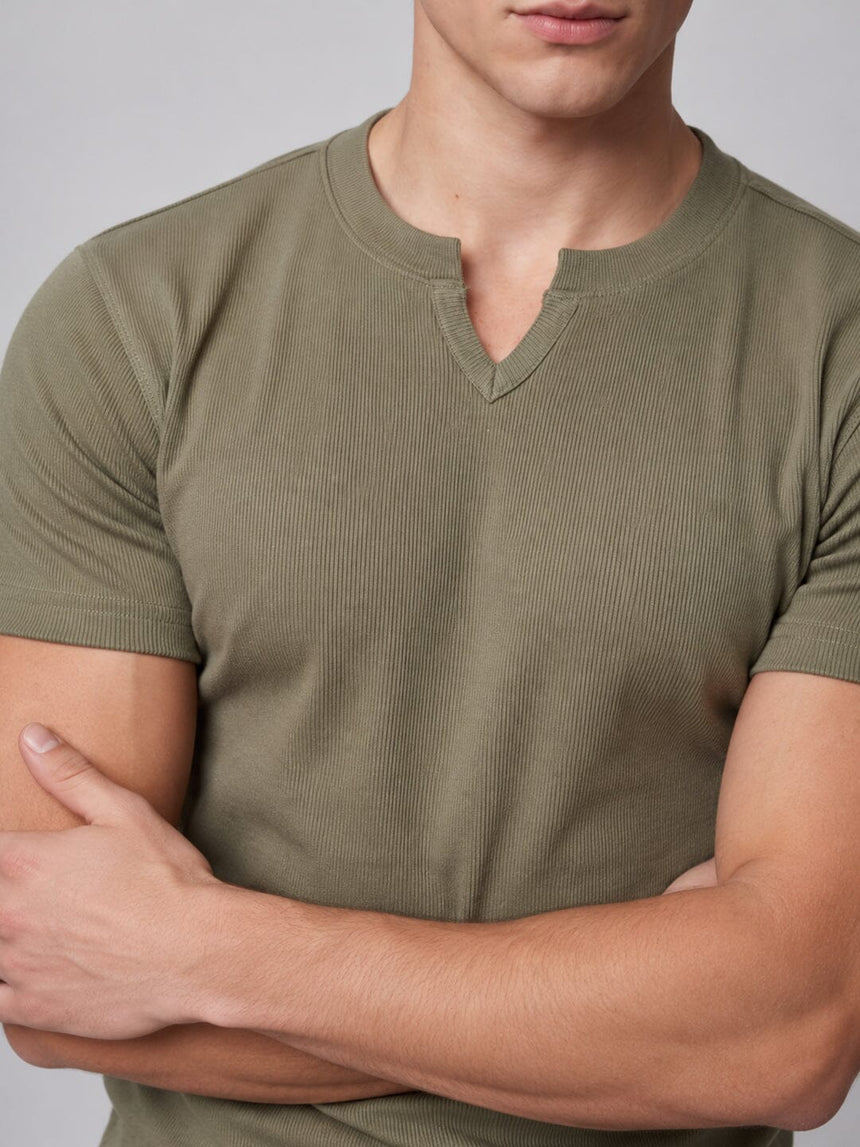 Iguana Green Notch Neck Tshirt T-Shirts Fugazee