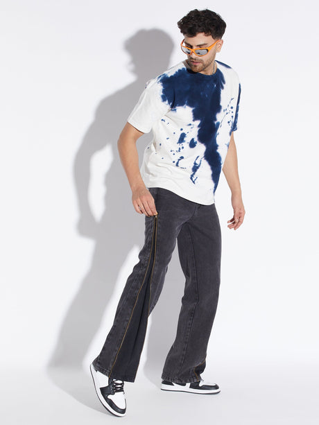 Black Zipped Adjustable Flared Denim Jeans Fugazee