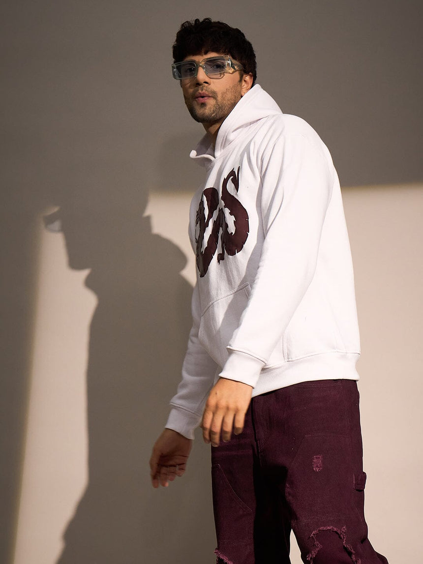 White Dragon Embroidery Oversized Hoodie Sweatshirts Fugazee