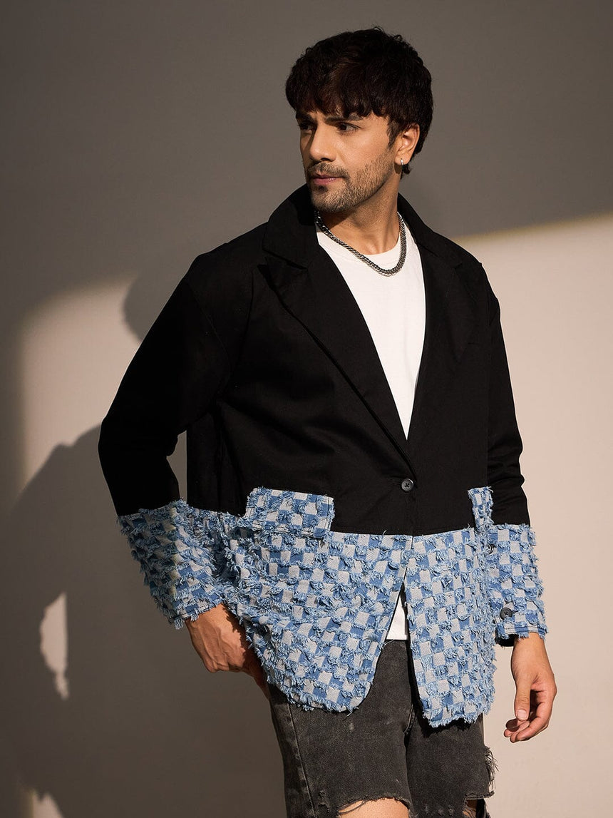 Black & Denim Oversized Blazer Blazer Fugazee