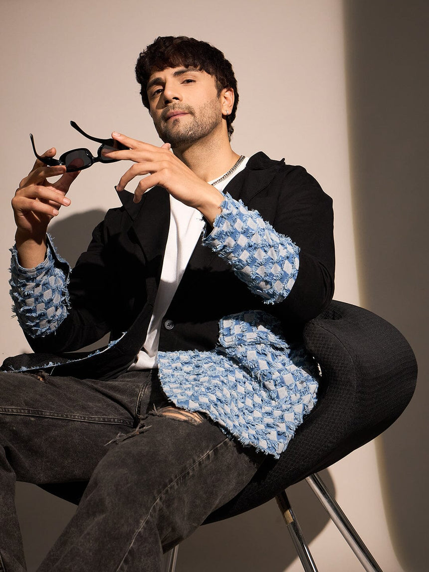 Black & Denim Oversized Blazer Jackets Fugazee