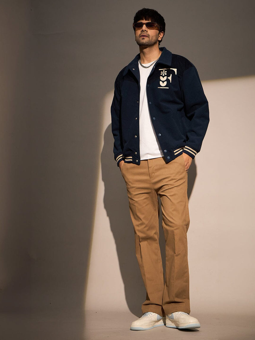 Navy Polar Fleece Varsity Jacket Jackets Fugazee