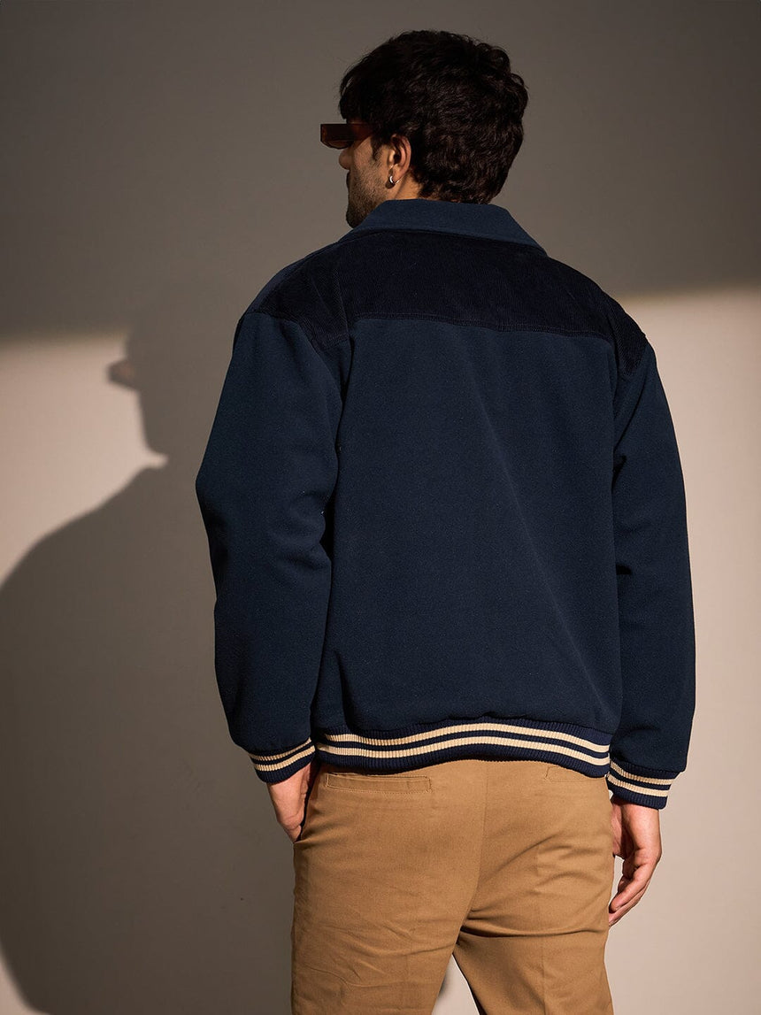Navy Polar Fleece Varsity Jacket Jackets Fugazee