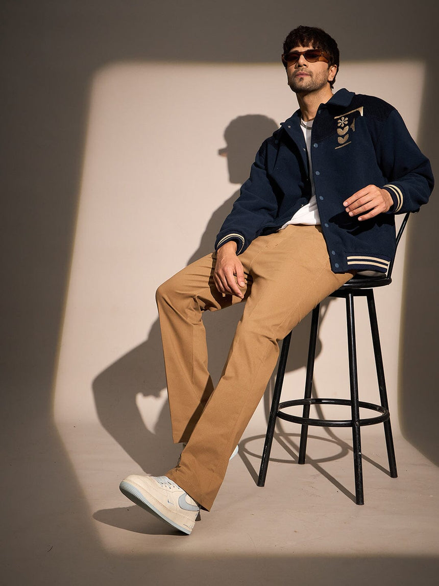 Navy Polar Fleece Varsity Jacket Jackets Fugazee