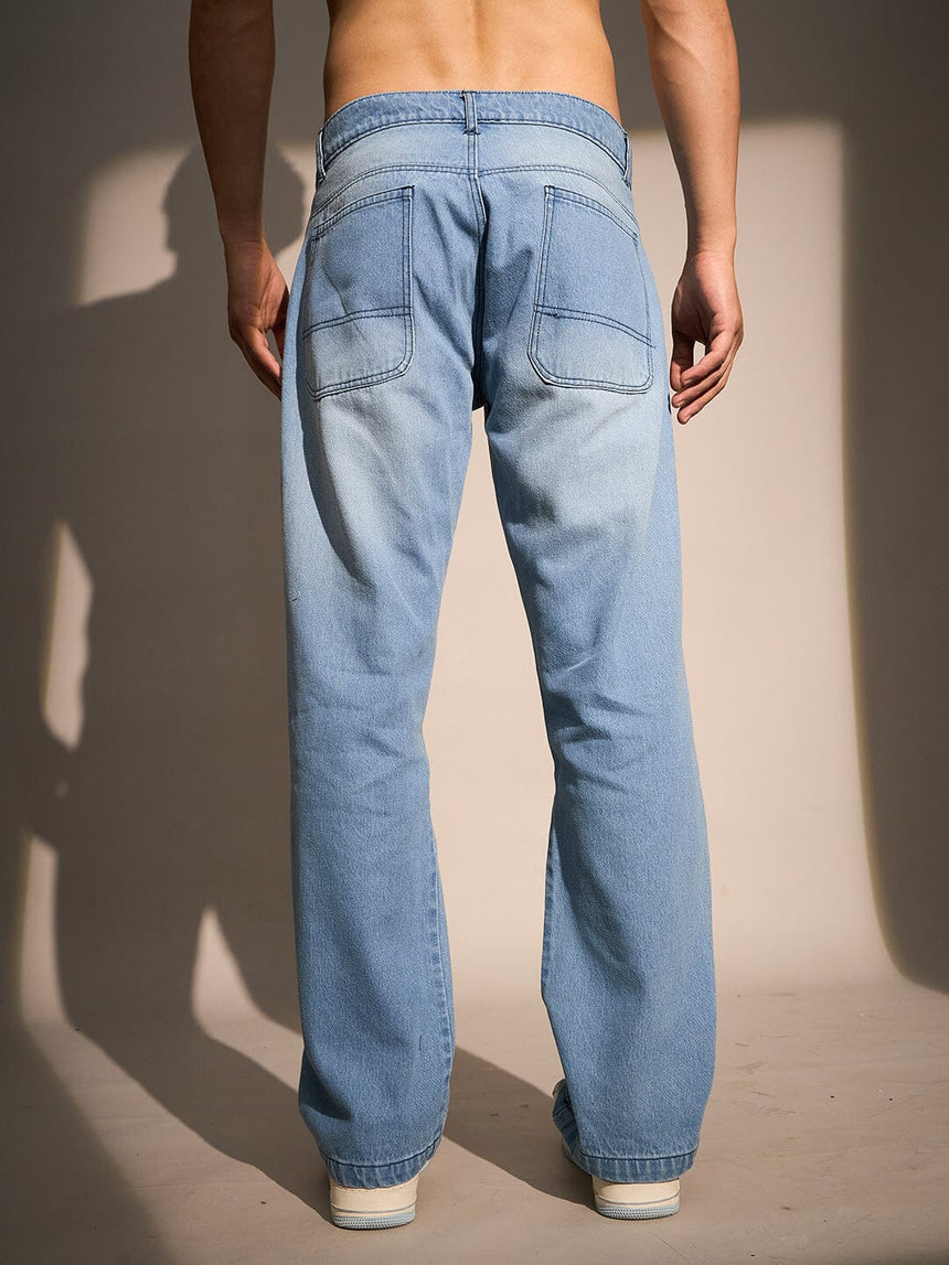 Ice Tint Cherry Blossom Straight Fit Denim Jeans Fugazee
