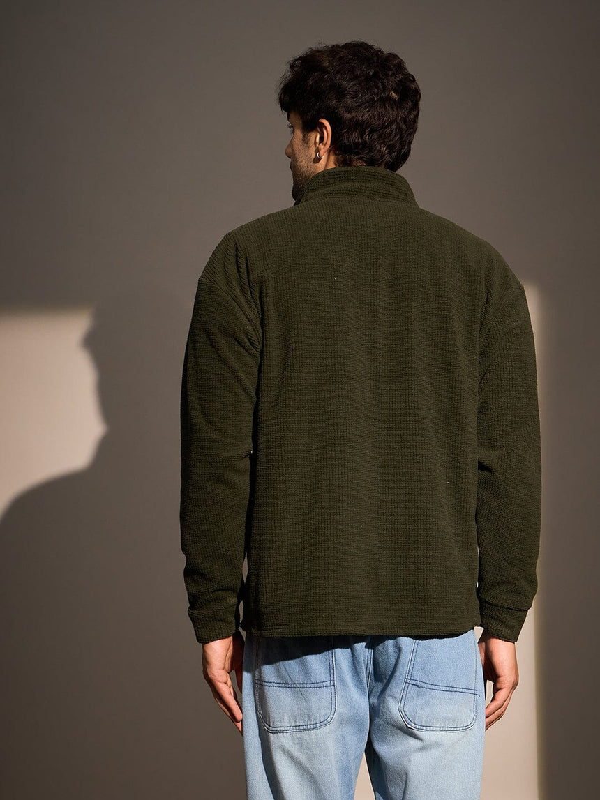 Dark Green Box Fleece Harrington Jacket Jackets Fugazee