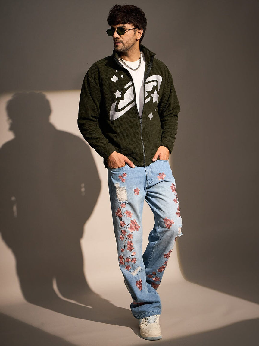 Dark Green Box Fleece Harrington Jacket Jackets Fugazee