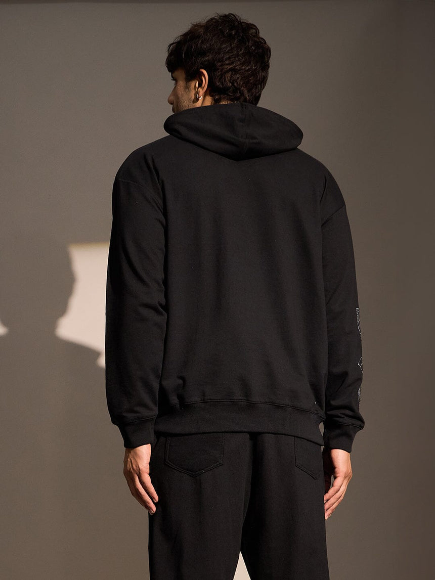 Black Rose Embroidered Oversized Hoodie Sweatshirts Fugazee