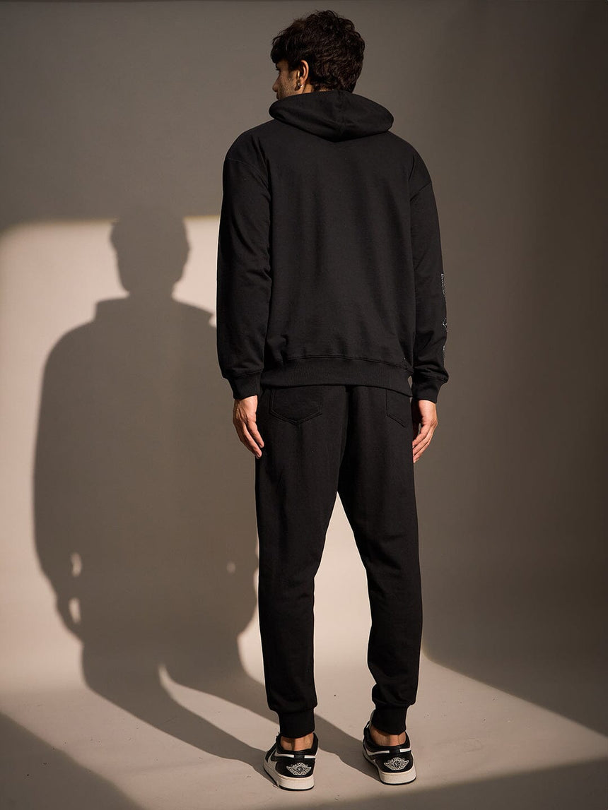 Black Rose Embroidered Oversized Tracksuit Tracksuits Fugazee