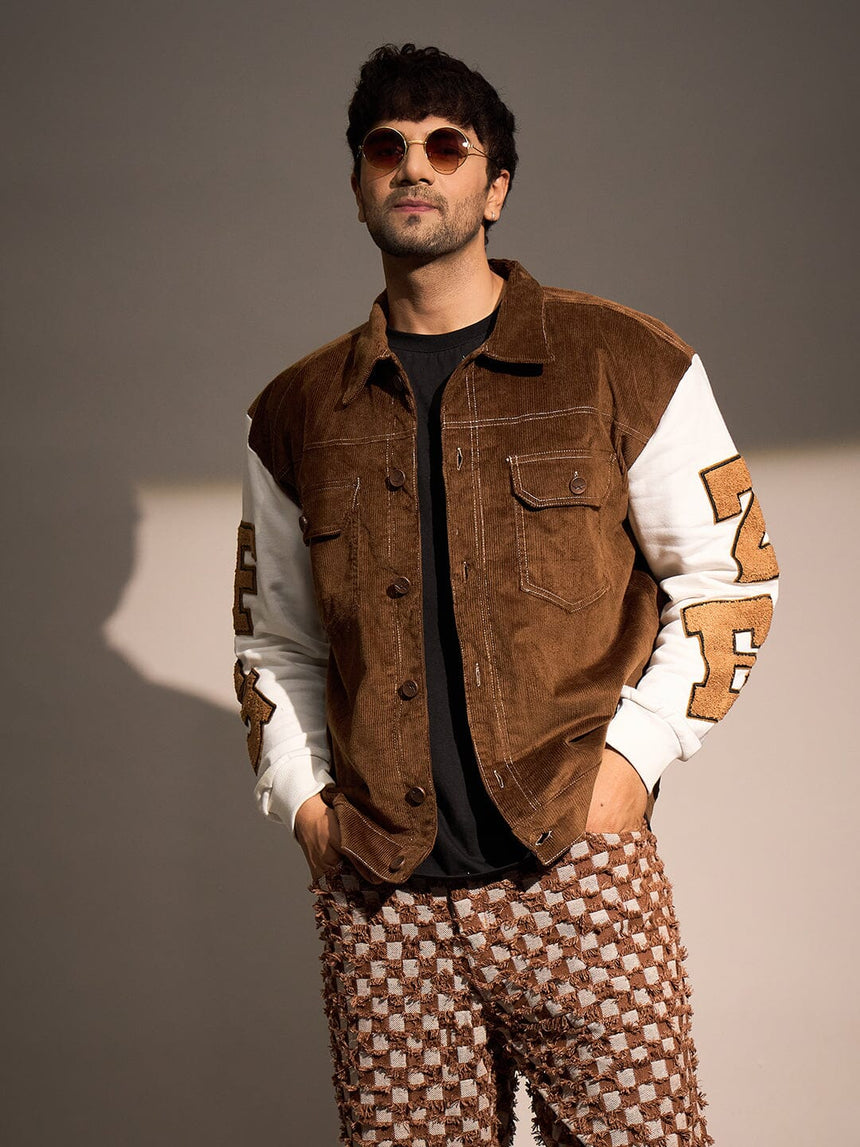Brown Corduroy Letterman Jacket Jackets Fugazee