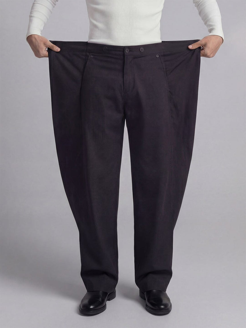 Black Switch-Flip Pleated Trousers Trousers Fugazee