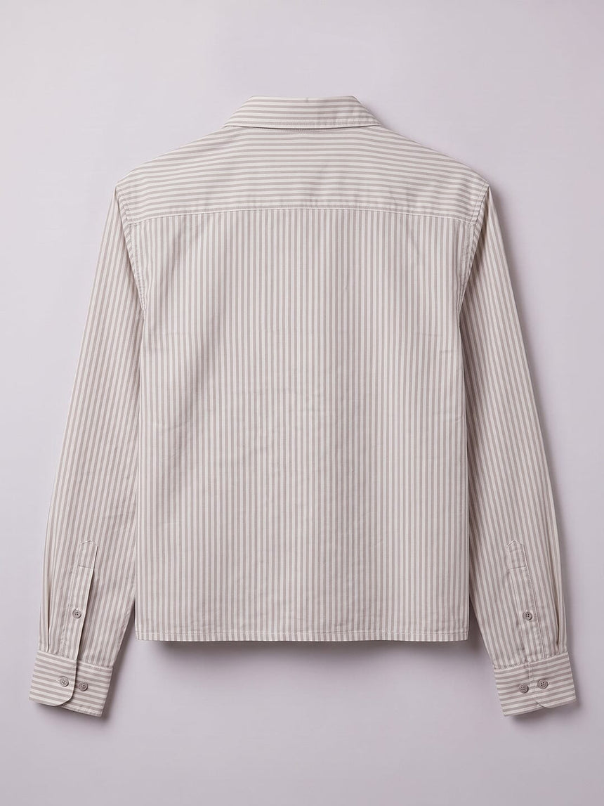 Brown Striped Seersucker Cropped Shirt Shirts Fugazee