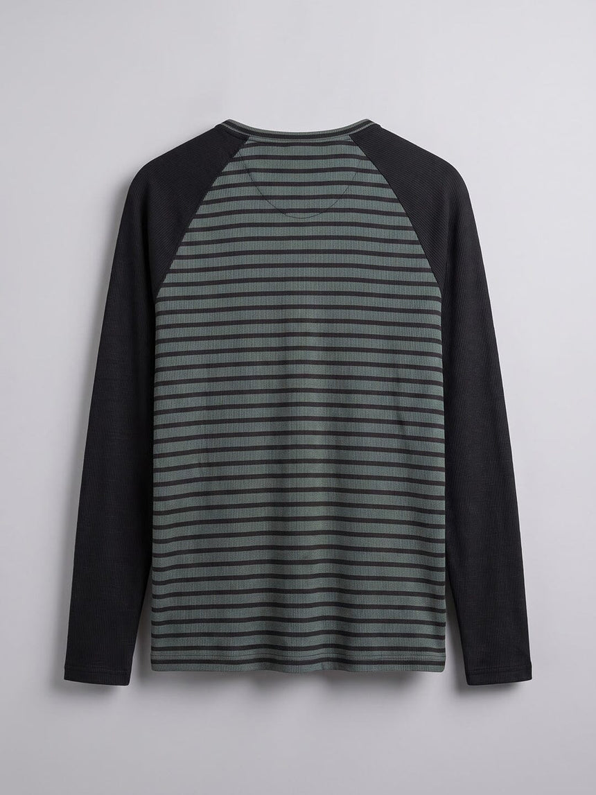 Green Striped Raglan Ribbed Tshirt T-Shirts Fugazee