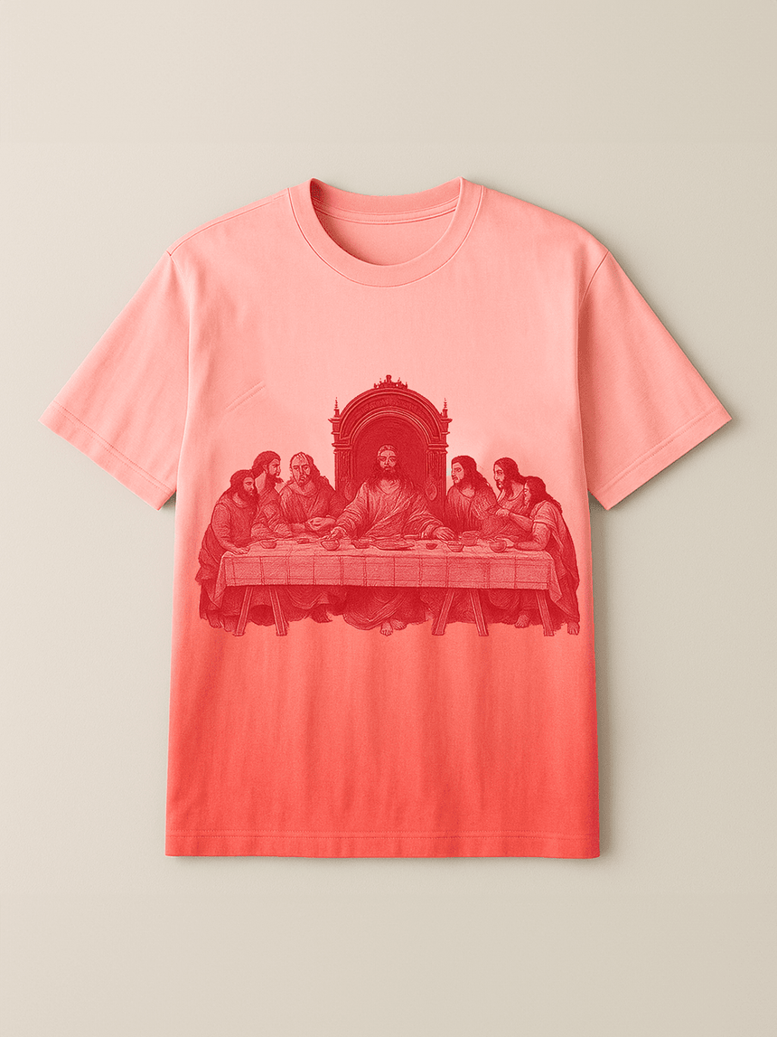 Faded Coral Last Supper Graphic Tshirt T-Shirts Fugazee