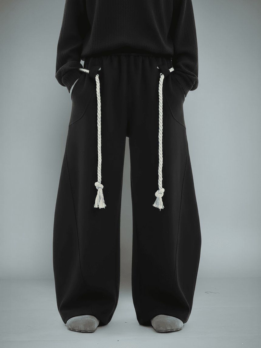 Black Urban Knot Barrel Fit Trackpants Trackpants Fugazee