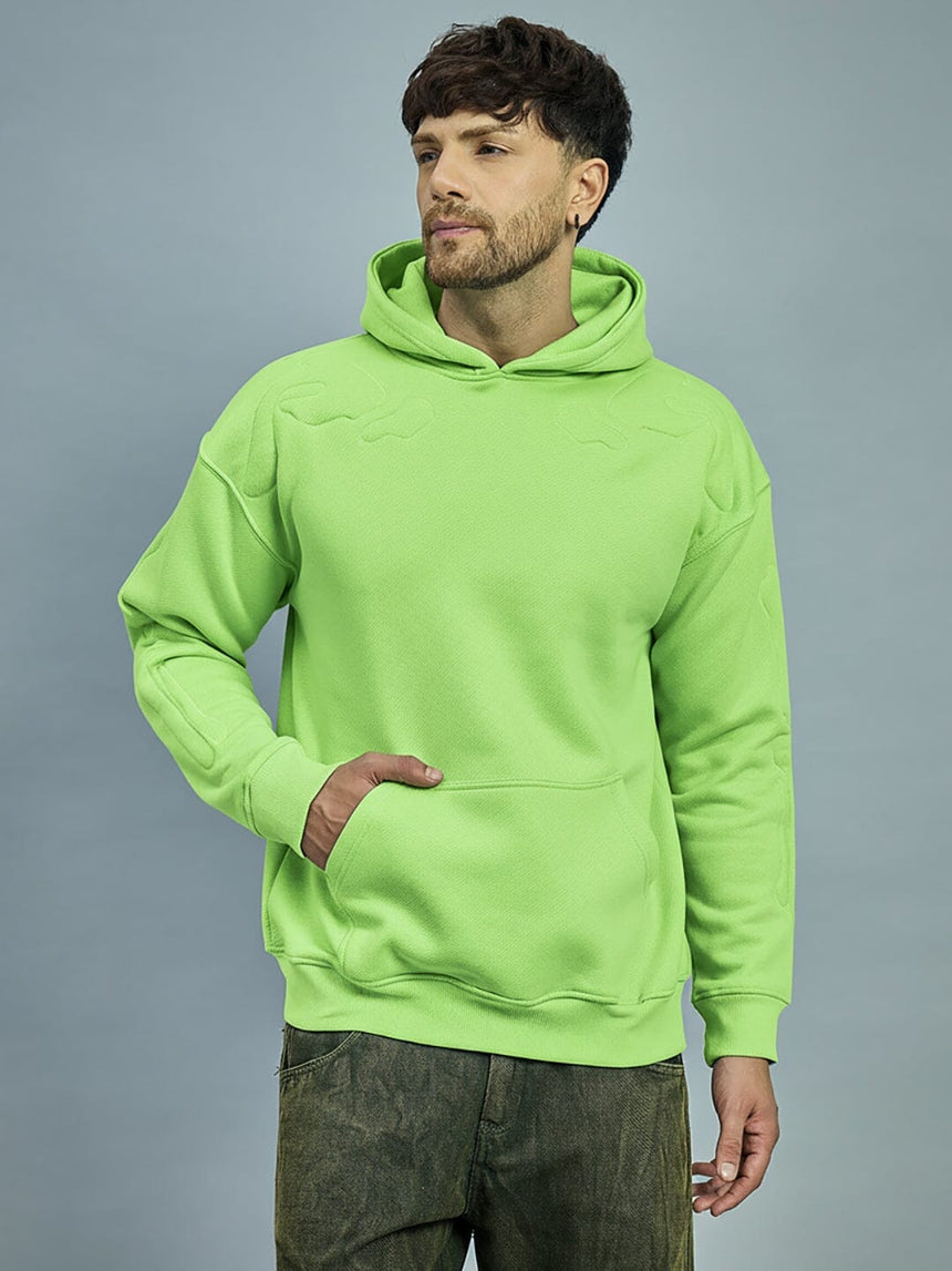 Neon Exoskeleton Quilted Oversized Hooded Sweatshirt Sweatshirts Fugazee
