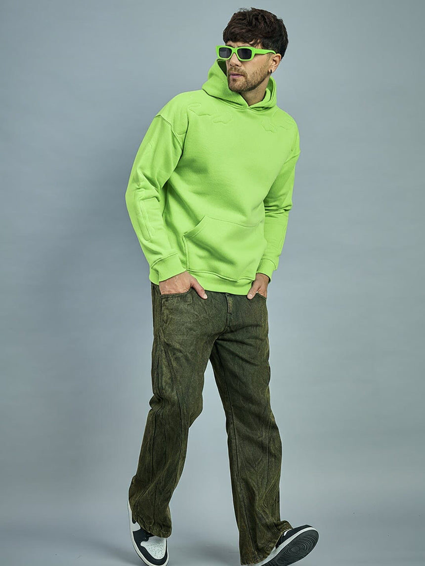 Neon Exoskeleton Quilted Oversized Hooded Sweatshirt Sweatshirts Fugazee