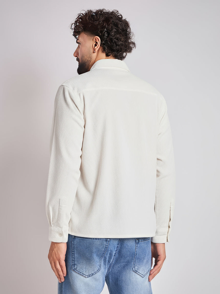 White Palm Embroidery Corduroy Shirt Shirts Fugazee