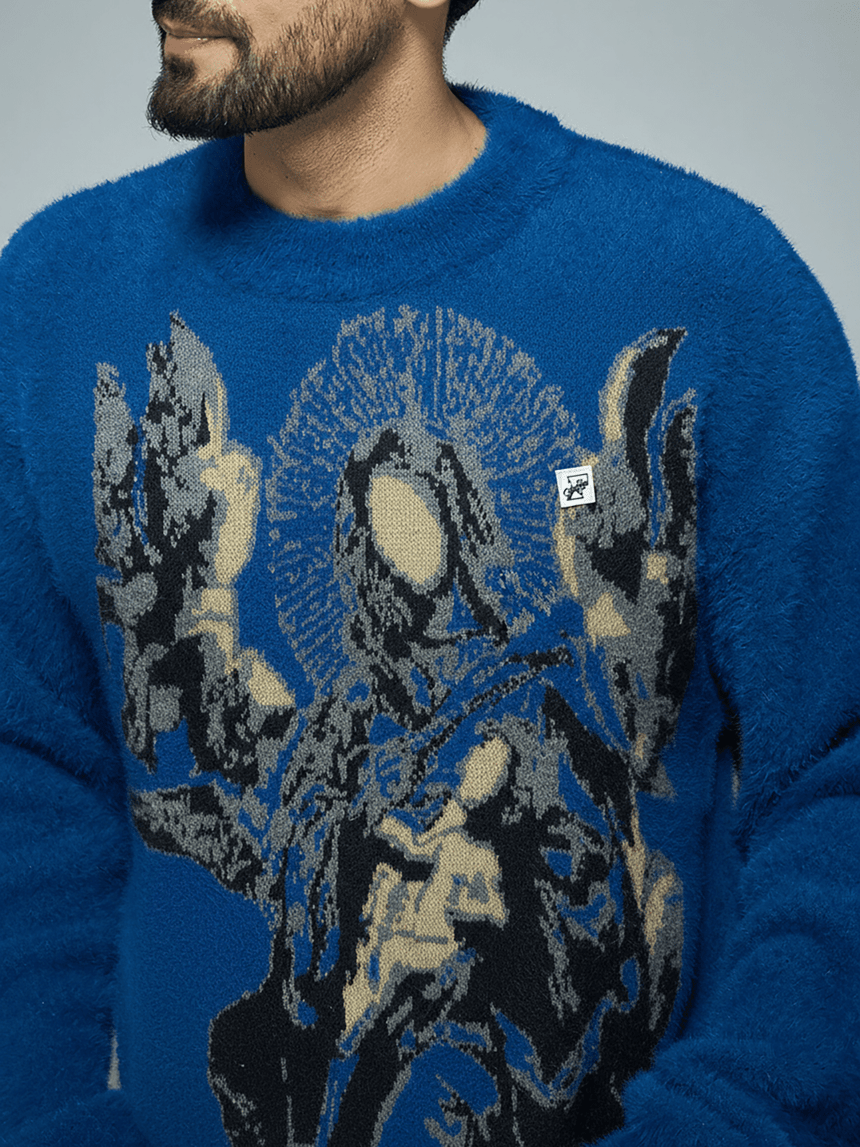 Blue Mohair Mother Mary Knitted Sweater Sweaters Fugazee