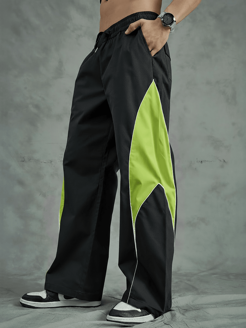 Black and Khaki Cut Sew Trackpants Trackpants Fugazee