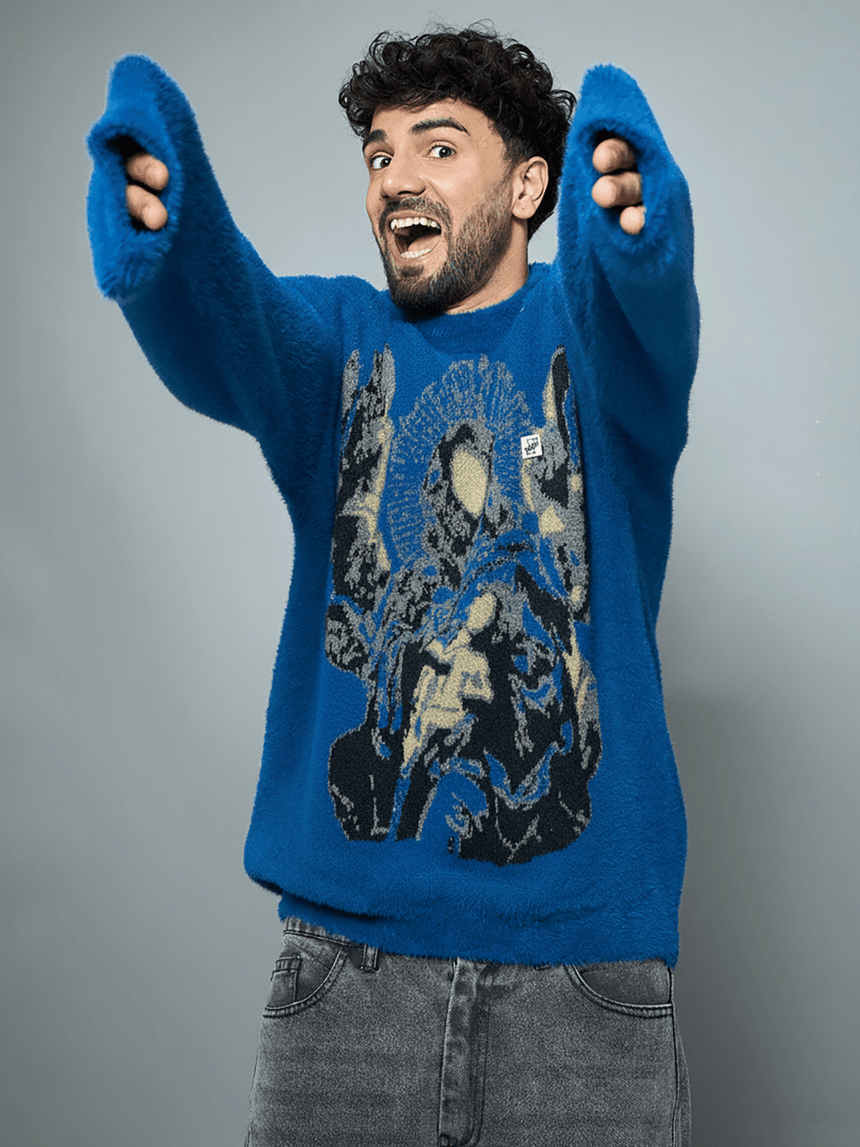 Blue Mohair Mother Mary Knitted Sweater Sweaters Fugazee