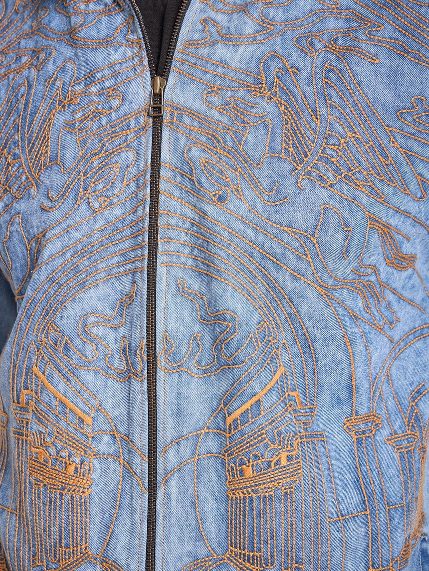 Ice Lineart Embriodery Harrington Denim Jacket Jackets Fugazee