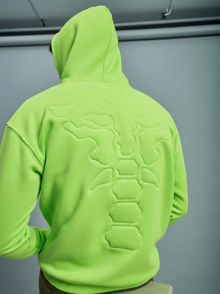 Neon Exoskeleton Quilted Oversized Hooded Sweatshirt Sweatshirts Fugazee