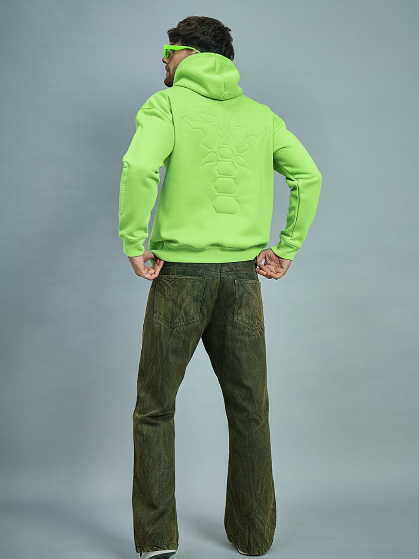 Neon Exoskeleton Quilted Oversized Hooded Sweatshirt Sweatshirts Fugazee