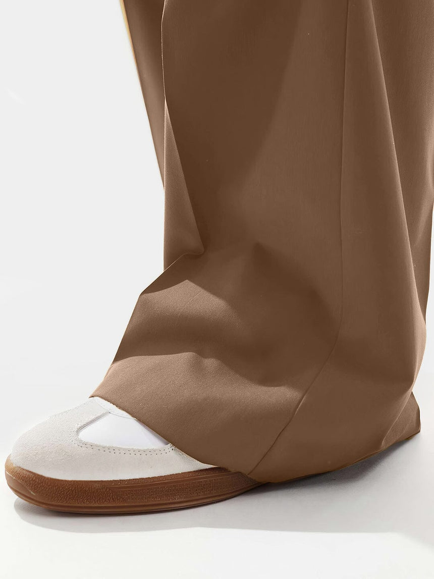 Tan Highwaisted Bell Bottom Trousers Trousers Fugazee