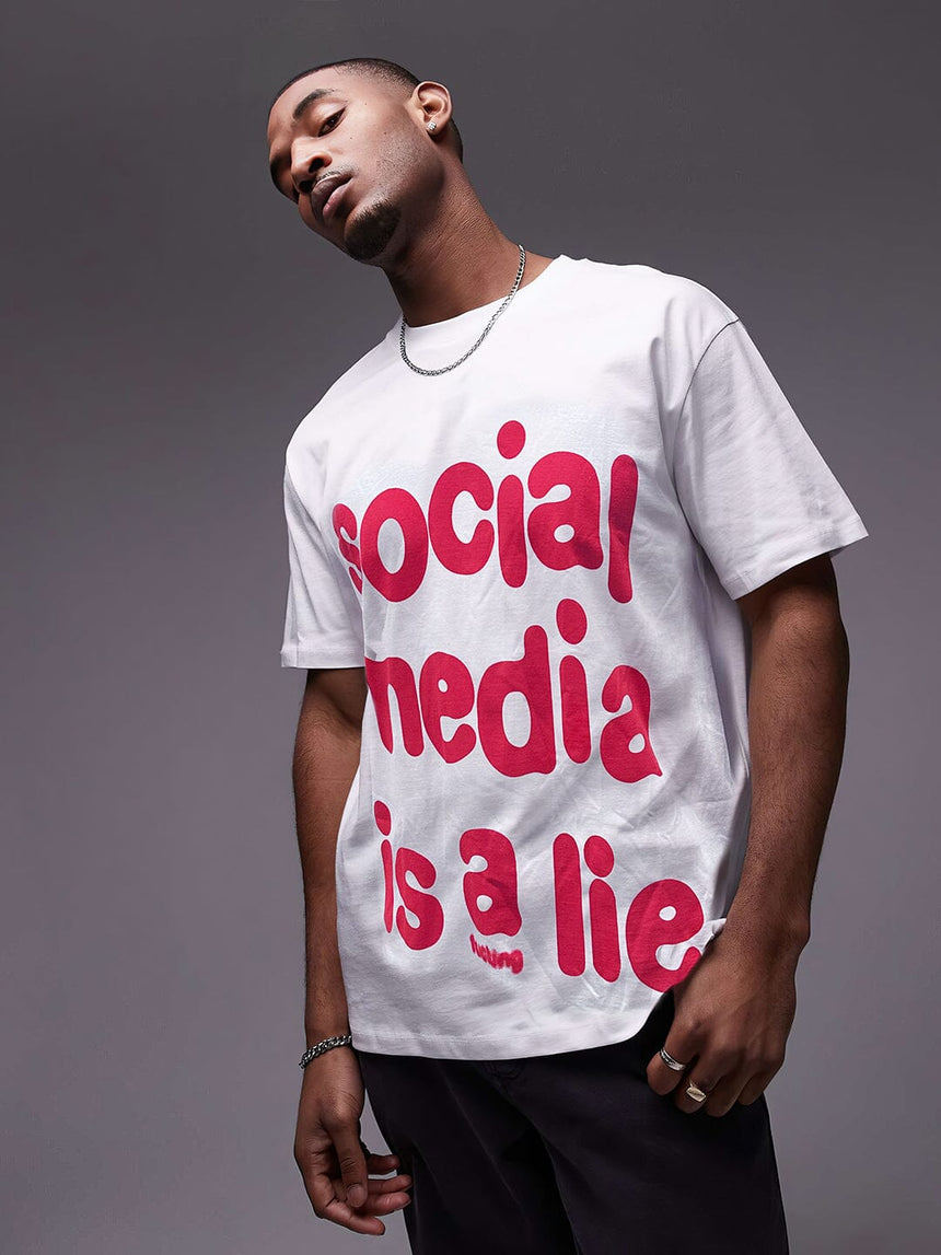 White Social Media Oversized Tshirt T-Shirts Fugazee