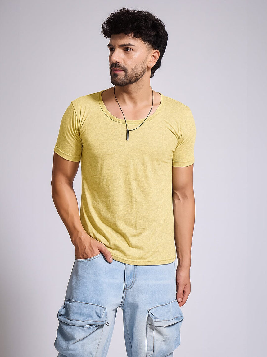 Lemon Slub Scoop Neck Tshirt T-Shirts Fugazee