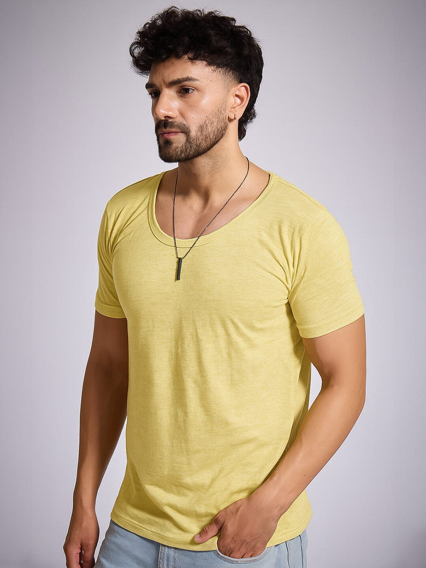 Lemon Slub Scoop Neck Tshirt T-Shirts Fugazee